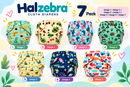 Adjustable Cloth diaper Pack of 7