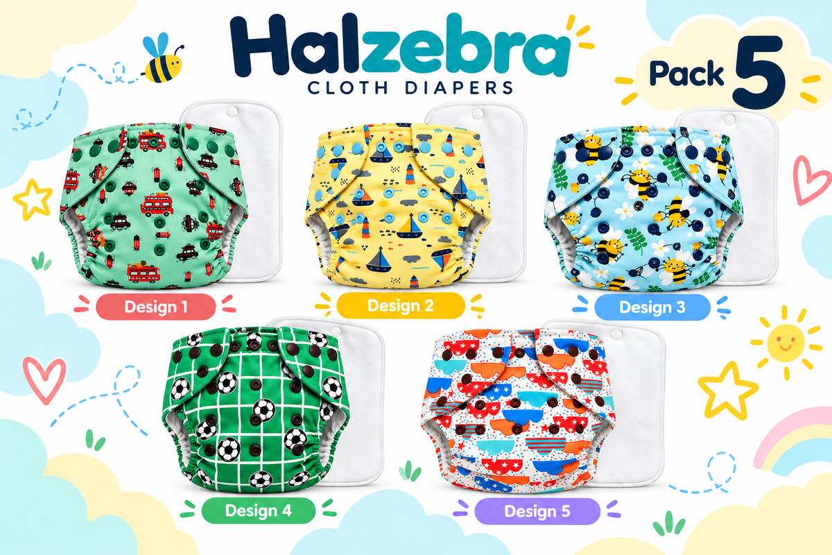 Adjustable Cloth diaper Pack of 5
